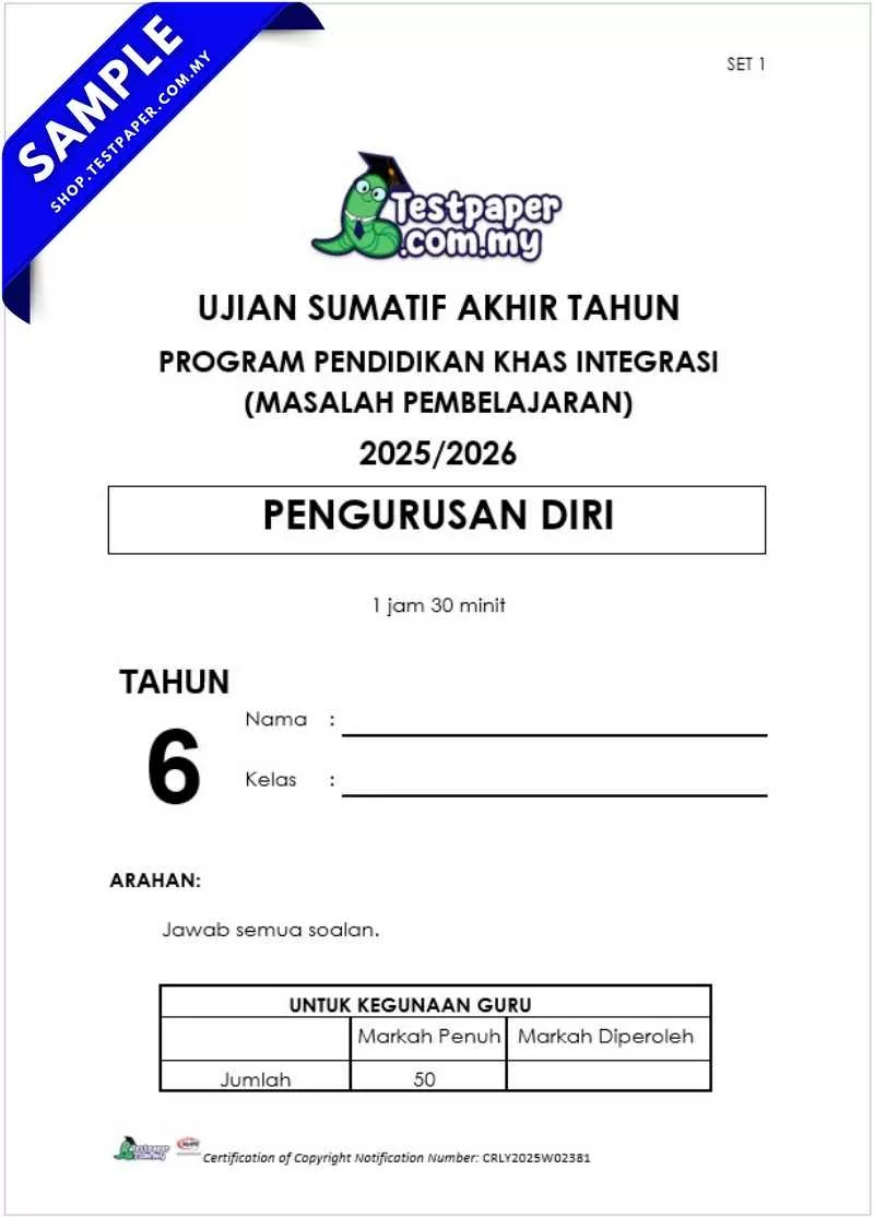 Rujukan Ujian Akhir Pengurusan Diri PPKI Tahun 6 2025 Format Terkini