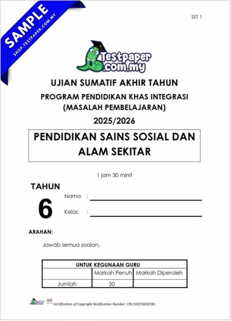 Download Soalan Ujian Sains Sosial PPKI Akhir Tahun 6 UASA 2025 PDF Ibu bapa dan Word Guru
