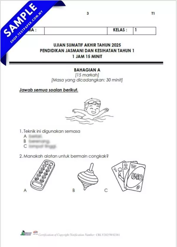 Dapatkan Ujian Akhir PJPK Tahun 1 2025 Dalam Bentuk PDF, Word dan JSU Terbaik