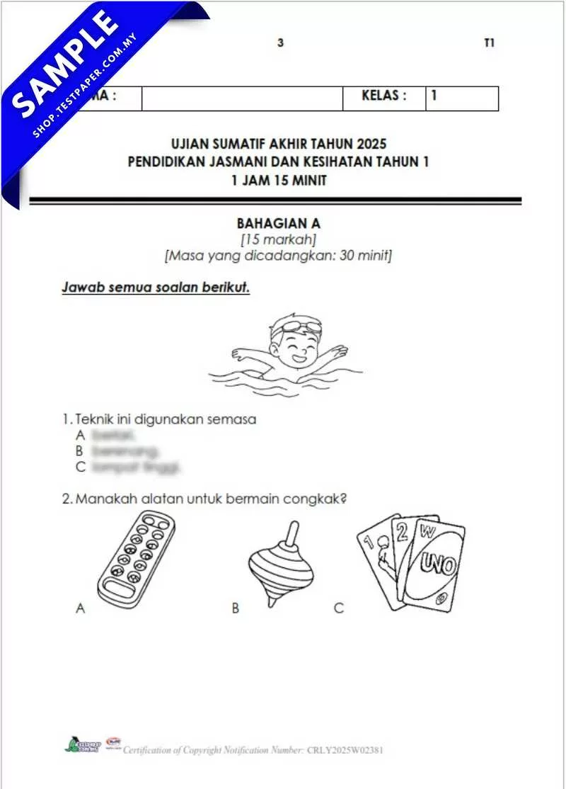 Dapatkan Ujian Akhir PJPK Tahun 1 2025 Dalam Bentuk PDF, Word dan JSU Terbaik