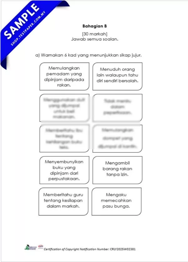 Bahan Ujian Pendidikan Moral Akhir Tahun 3 2025 Dalam Fail PDF, Word dan JSU