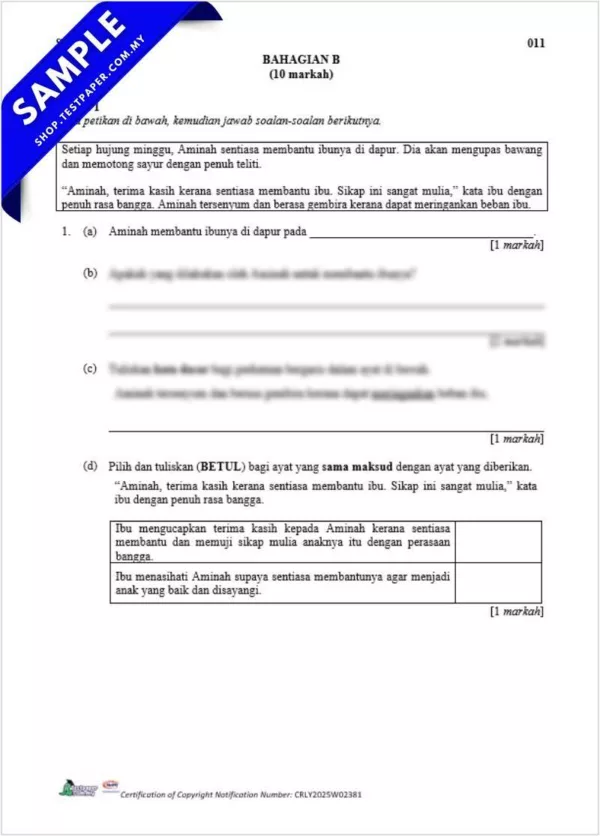 Bahan Ujian BM Akhir Tahun 4 2025 Disediakan Dalam PDF, Word dan JSU