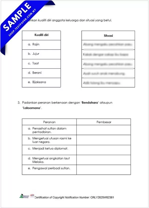 Bahan Ujian Akhir Sejarah Tahun 4 2025 Dalam Bentuk Word dan JSU KSSR