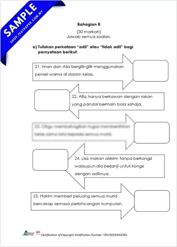 Bahan Ujian Pendidikan Moral Tahun 1 Akhir Tahun 2025 Disediakan Dalam PDF dan Word Serta JSU