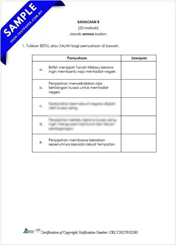 Bahan Ujian Akhir Sejarah Tahun 5 UASA 2025 yang Ada Dalam Word dan PDF Serta JSU