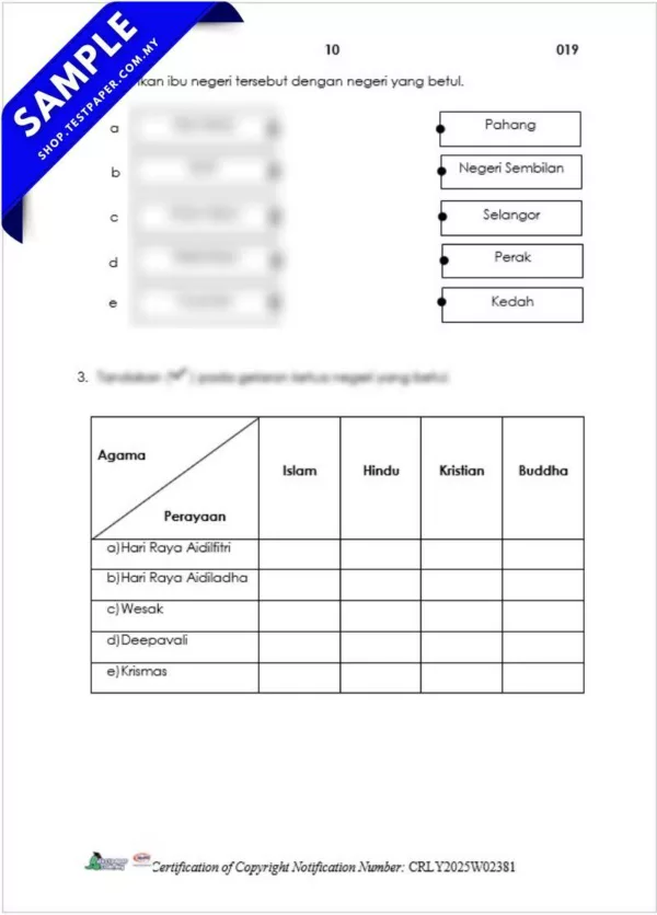 Kertas Ujian Akhir UASA Sejarah Tahun 6 2025 Dalam PDF, Word dan JSU