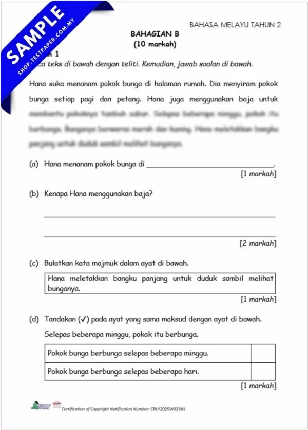 Download Soalan Akhir Tahun BM Tahun 2 2025 Dalam Pelbagai Format PDF, Word dan JSU
