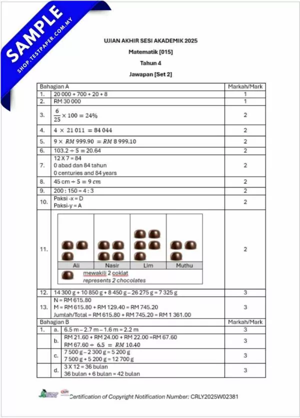 Muat Turun Ujian Matematik Akhir Tahun 4 2025 Disediakan Dalam PDF, Word dan JSU