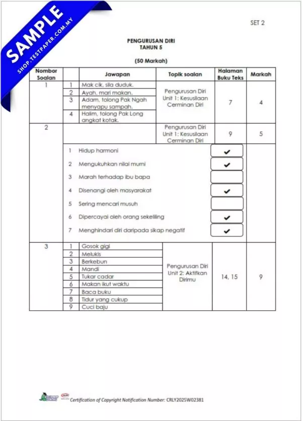 Kertas Ujian Akhir Pengurusan Diri PPKI Tahun 5 2025 Word dan PDF
