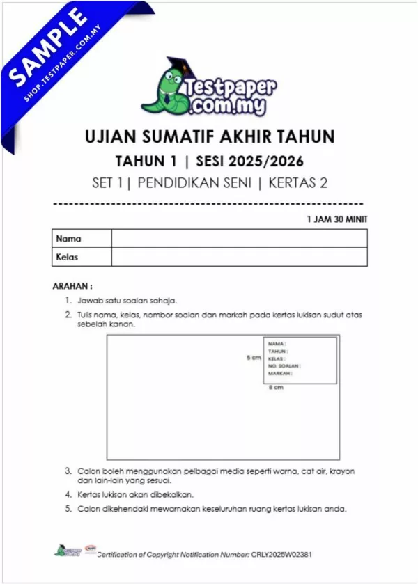Fail Word Ujian Akhir PSV Tahun 1 2025 Berserta JSU Mengikut Format