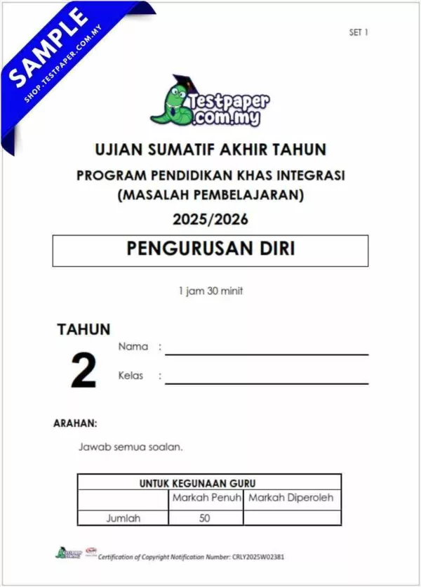 Download Ujian Akhir Pengurusan Diri PPKI Tahun 2 2025 yang PDF dan Word
