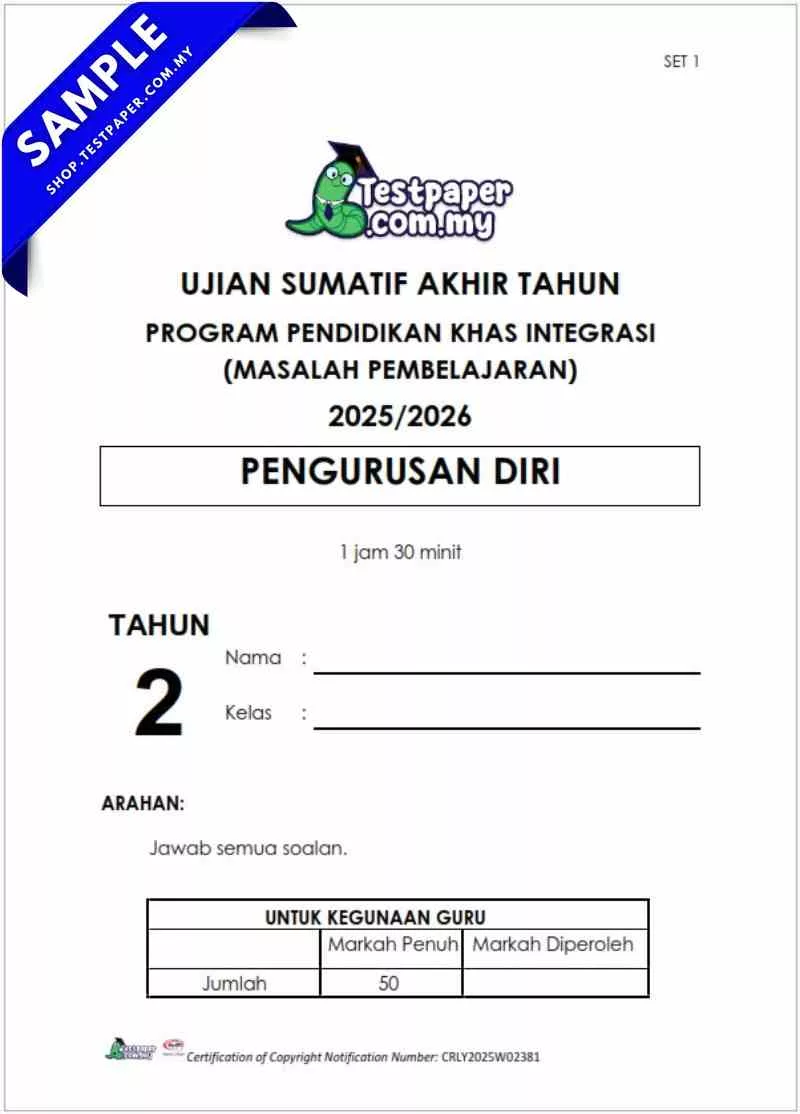 Download Ujian Akhir Pengurusan Diri PPKI Tahun 2 2025 yang PDF dan Word