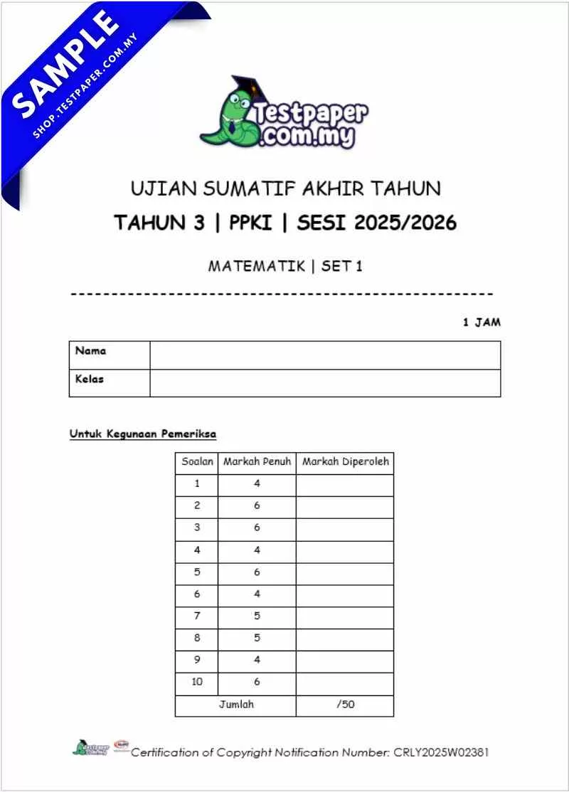 Download Ujian Matematik PPKI Akhir Tahun 3 2025 Berserta Dokumen Word Serta PDF