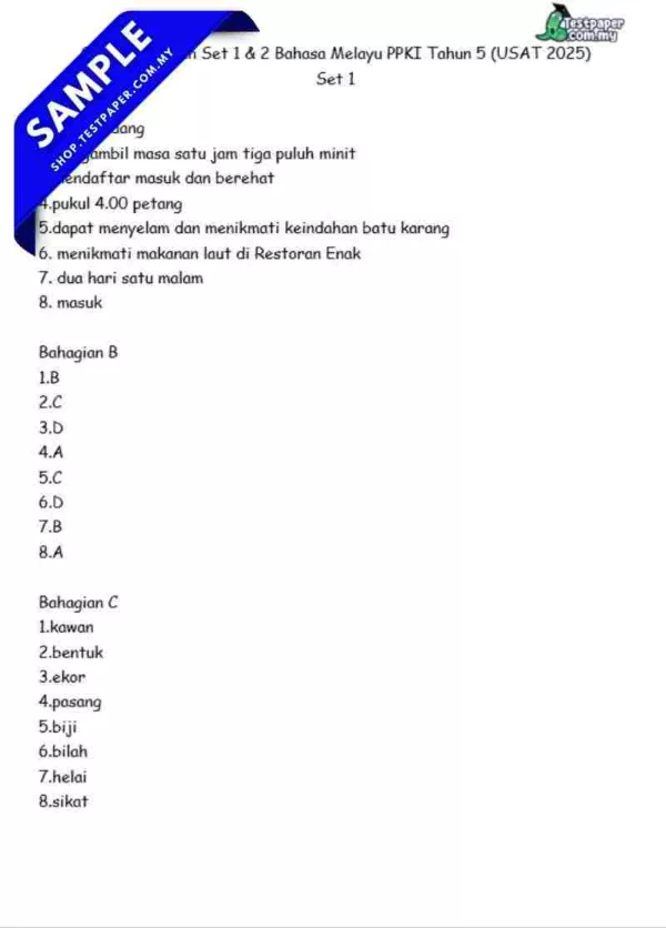 Download Soalan Bahasa Melayu PPKI Akhir Tahun 5 2025 Dalam Format Word