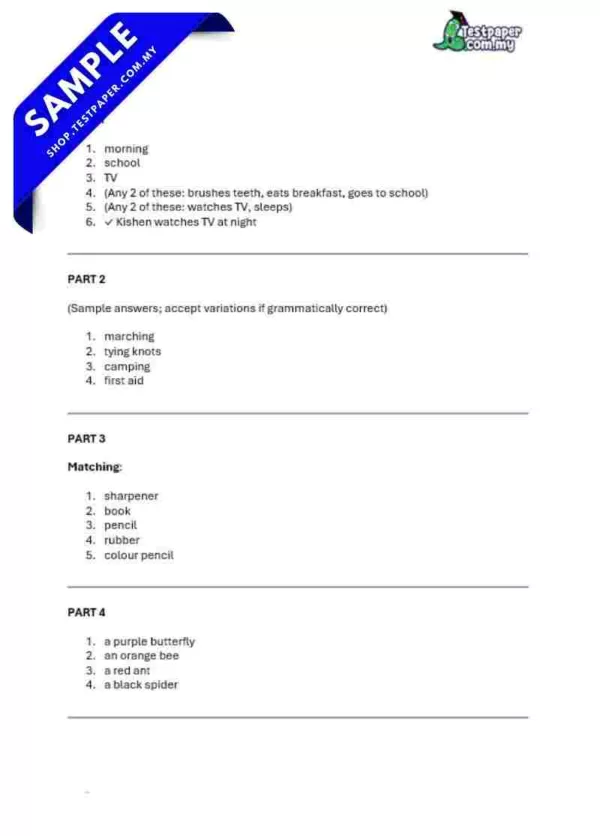 Bahan Soalan Akhir Tahun Bahasa Inggeris PPKI Tahun 5 2025 yang Terdapat PDF dan Word