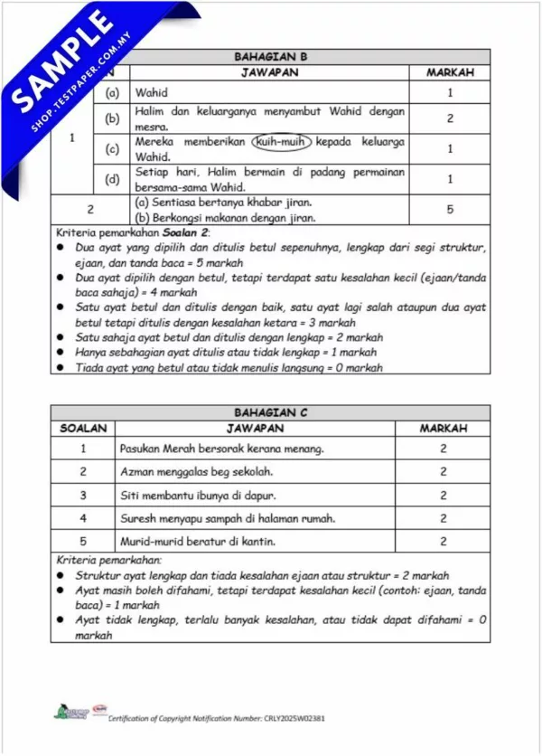 Download Soalan Akhir Tahun BM Tahun 2 2025 Dalam Pelbagai Format PDF, Word dan JSU
