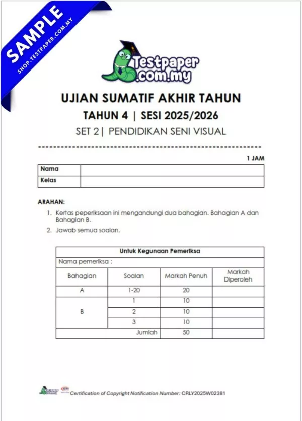 Word Ujian Akhir PSV Tahun 4 2025 Dalam Bentuk Word dan JSU Terbaru