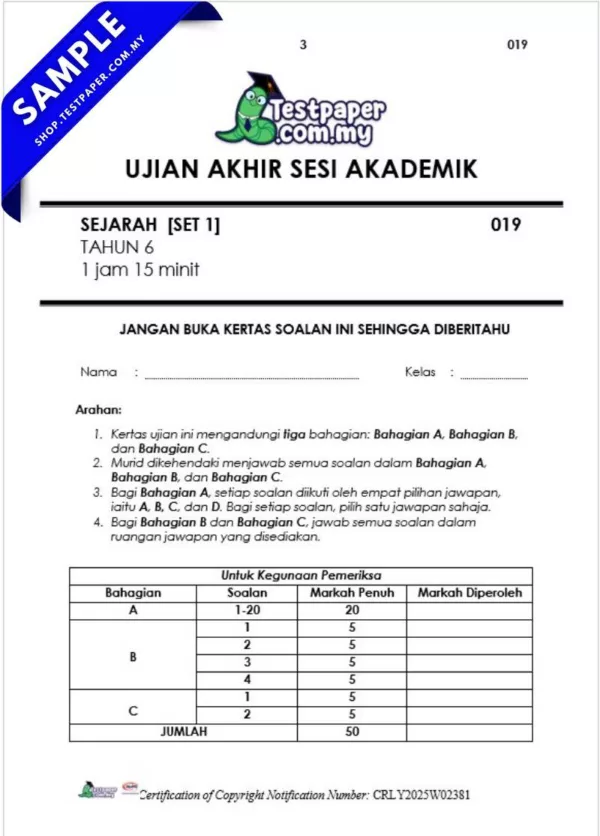 Himpunan Ujian Akhir Tahun 5 2025 UASA Dalam Bentuk PDF, Word dan JSU Terkini