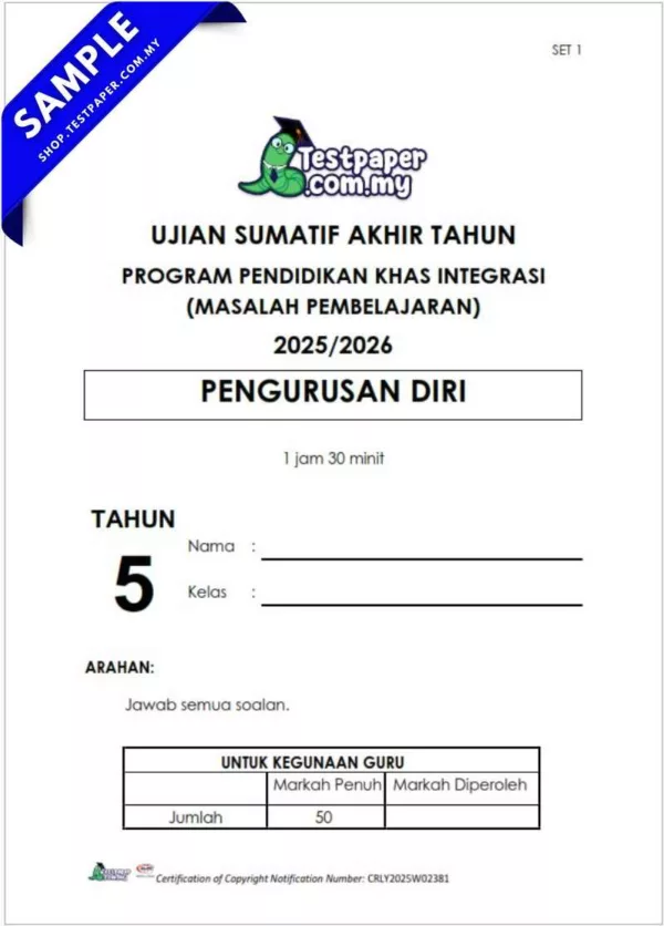 Kertas Ujian Akhir Pengurusan Diri PPKI Tahun 5 2025 Word dan PDF