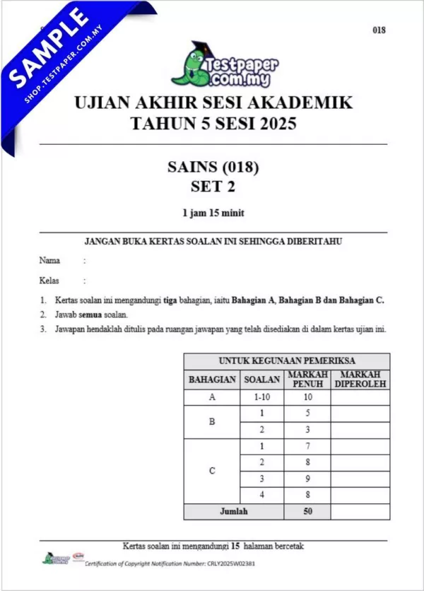 Modul UASA Sains Tahun 6 2025 Word, PDF dan JSU JSI Bagi Guru