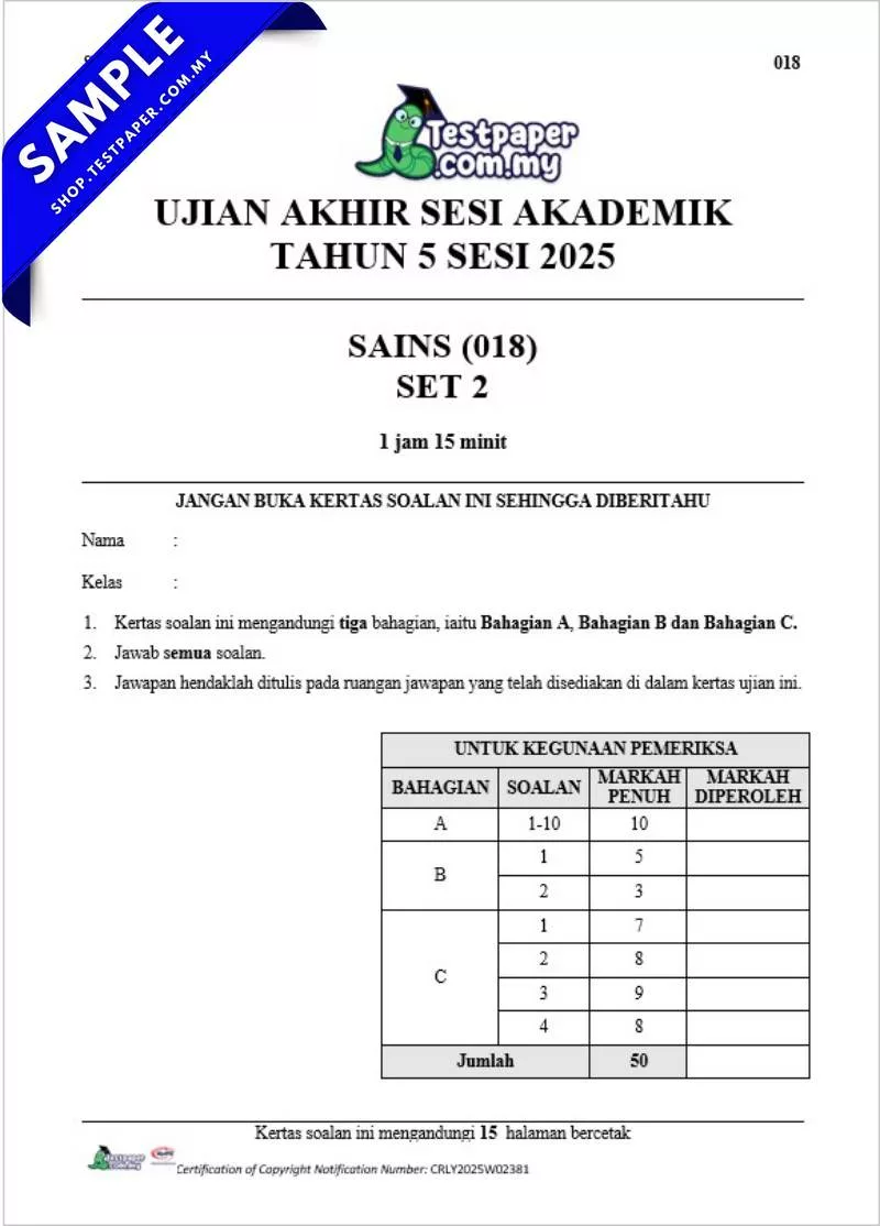 Modul UASA Sains Tahun 6 2025 Word, PDF dan JSU JSI Bagi Guru