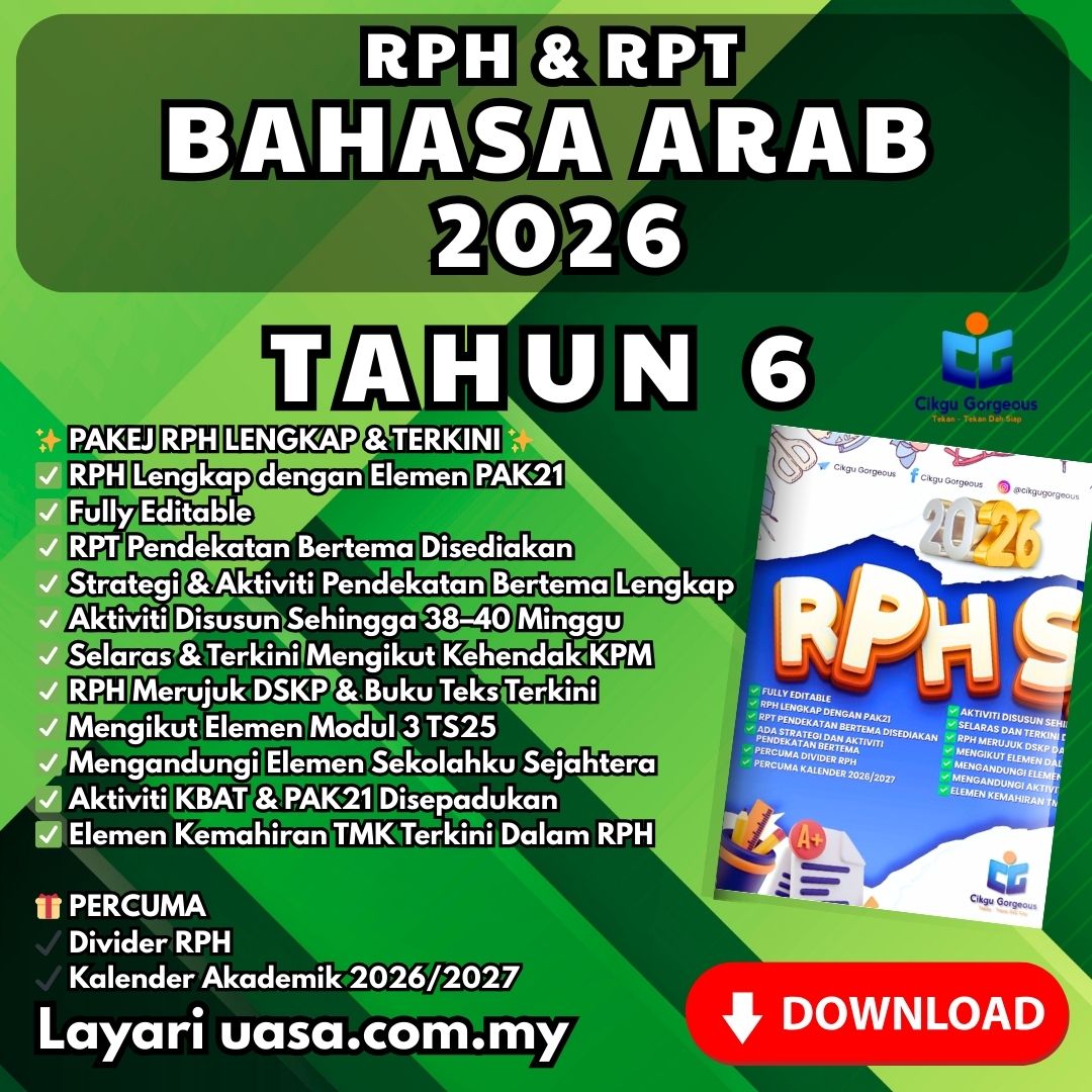 Download RPH dan RPT Bahasa Arab Tahun 6 2026 Siap Untuk Kegunaan Guru