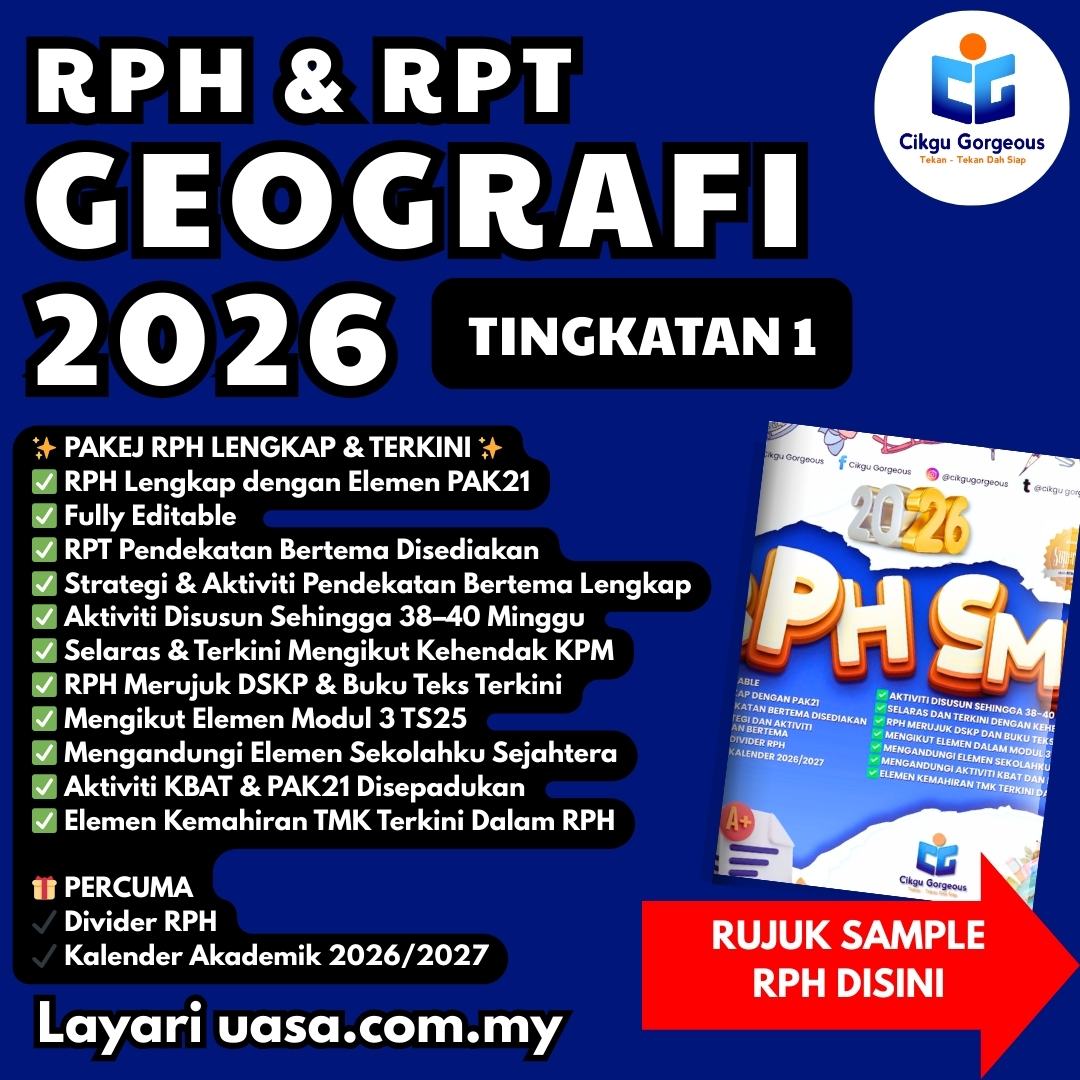 Download RPH dan RPT Geografi Tingkatan 1 2026 Lengkap Mengikut Silibus KPM Terkini