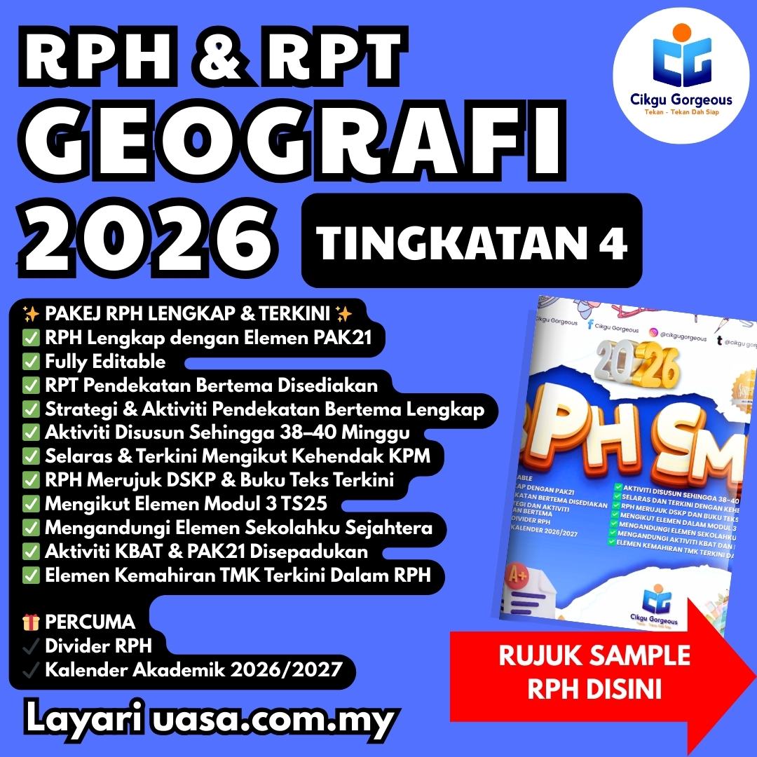 Koleksi RPH dan RPT Geografi Tingkatan 4 2026 Sesuai Untuk Guru Sekolah Menengah