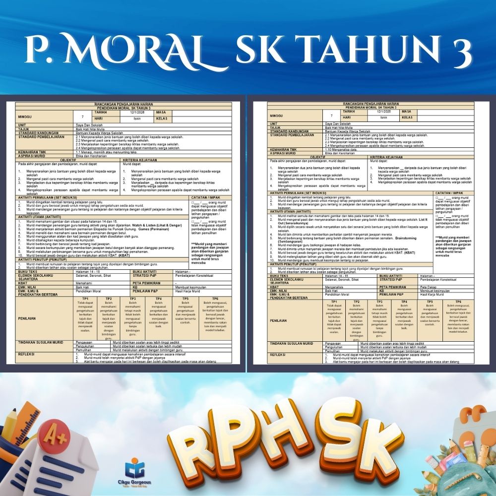 Koleksi RPH dan RPT Pendidikan Moral Tahun 3 2026 Memudahkan Urusan Perkeranian Guru 3 Koleksi RPH dan RPT Pendidikan Moral Tahun 3 2026 Memudahkan Urusan Perkeranian Guru