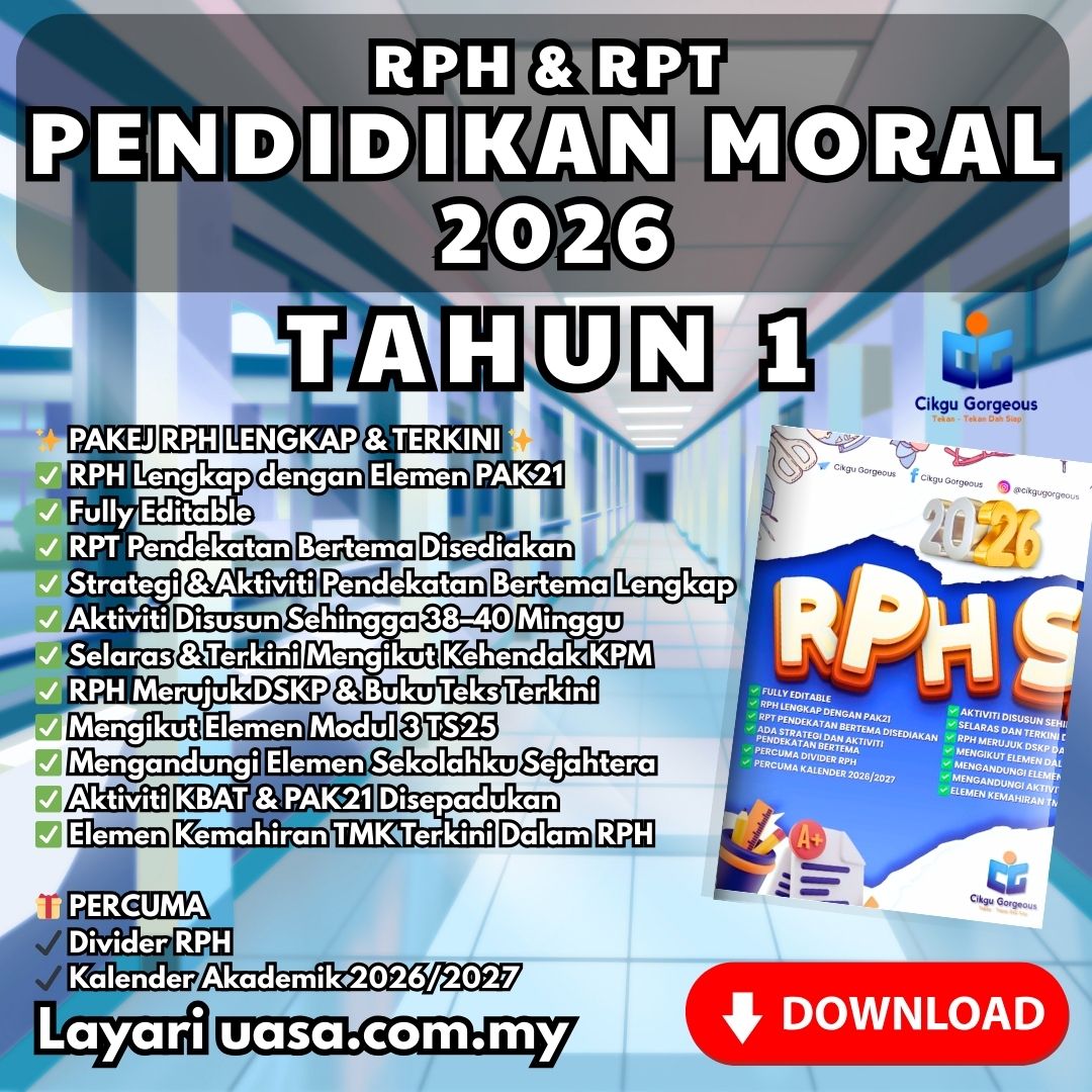 Modul RPH dan RPT Pendidikan Moral Tahun 1 2026 Disediakan Bersama Rujukan Bahan Lain
