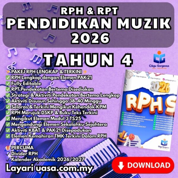 Dokumen RPH Dan RPT Pendidikan Muzik Tahun 4 2026 Setahun 38-40 Minggu ...