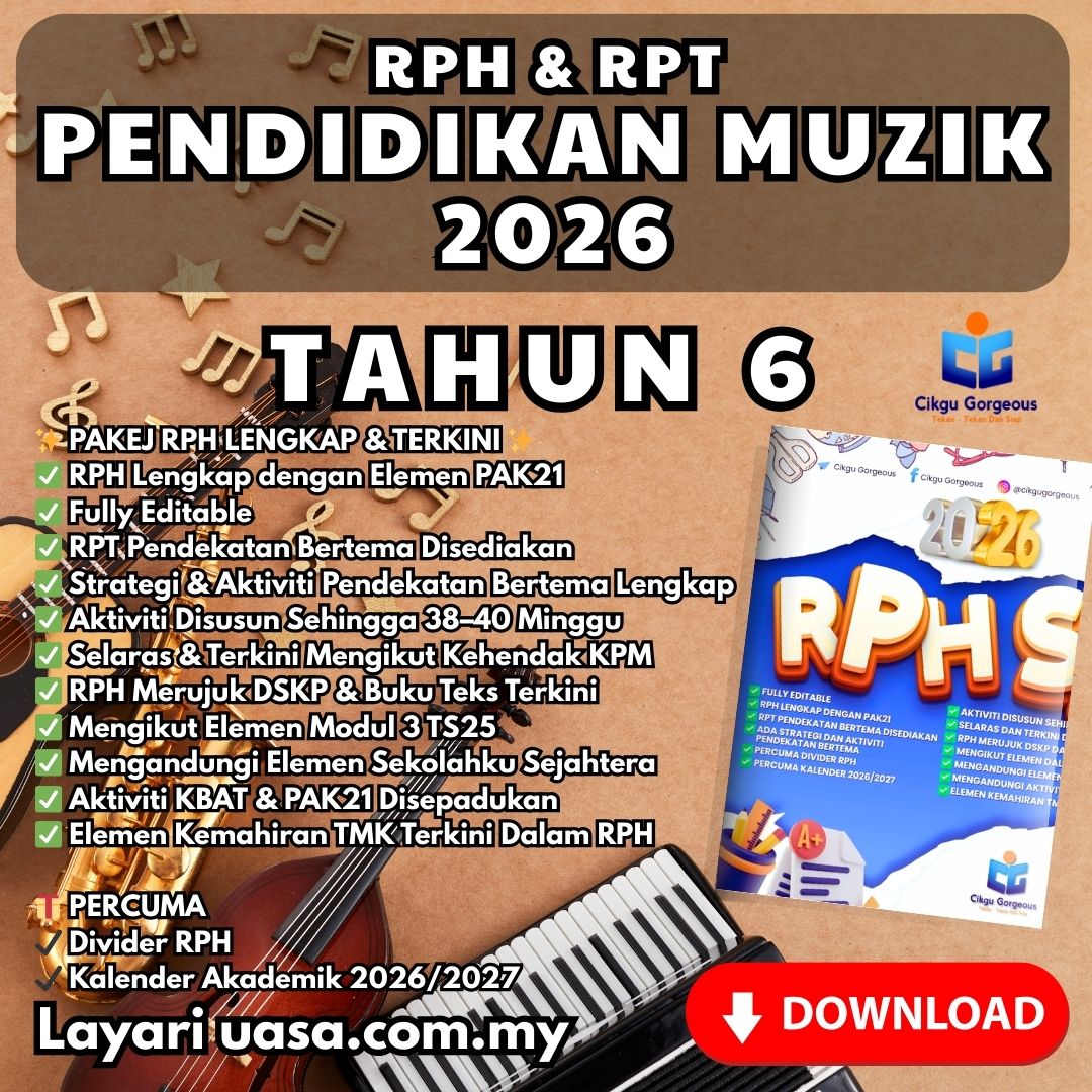 Muat Turun RPH dan RPT Pendidikan Muzik Tahun 6 2026 Setahun 38-40 Minggu Terbaik