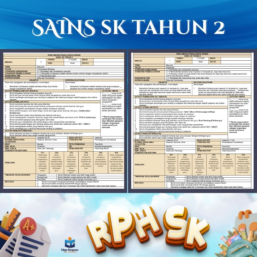 Download RPH dan RPT Sains Tahun 2 2026 Mengikut Standard Pembelajaran 3 Download RPH dan RPT Sains Tahun 2 2026 Mengikut Standard Pembelajaran