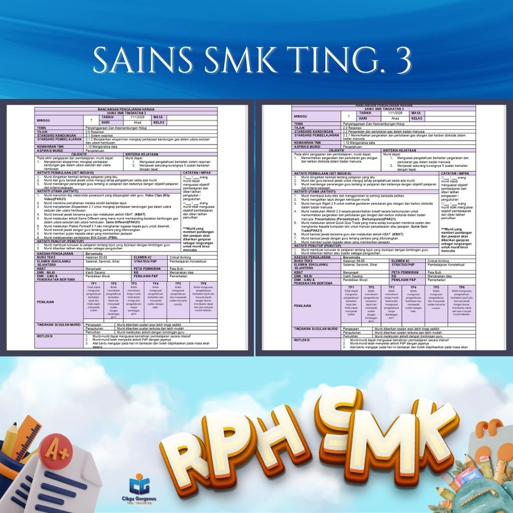 Koleksi RPH dan RPT Sains Tingkatan 3 2026 Disusun Bagi 38–40 Minggu Pengajaran 3 Koleksi RPH dan RPT Sains Tingkatan 3 2026 Disusun Bagi 38–40 Minggu Pengajaran