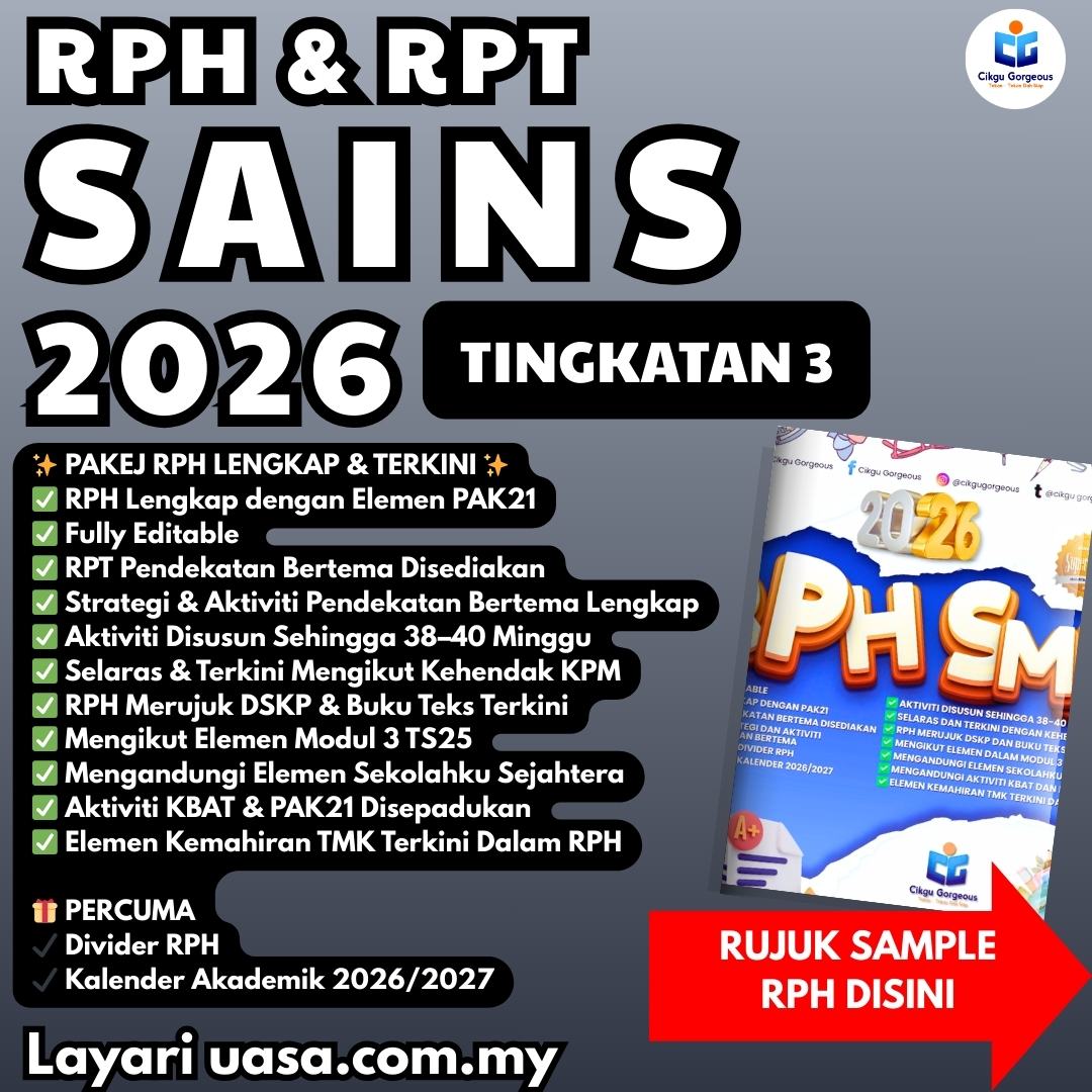 Koleksi RPH dan RPT Sains Tingkatan 3 2026 Disusun Bagi 38–40 Minggu Pengajaran