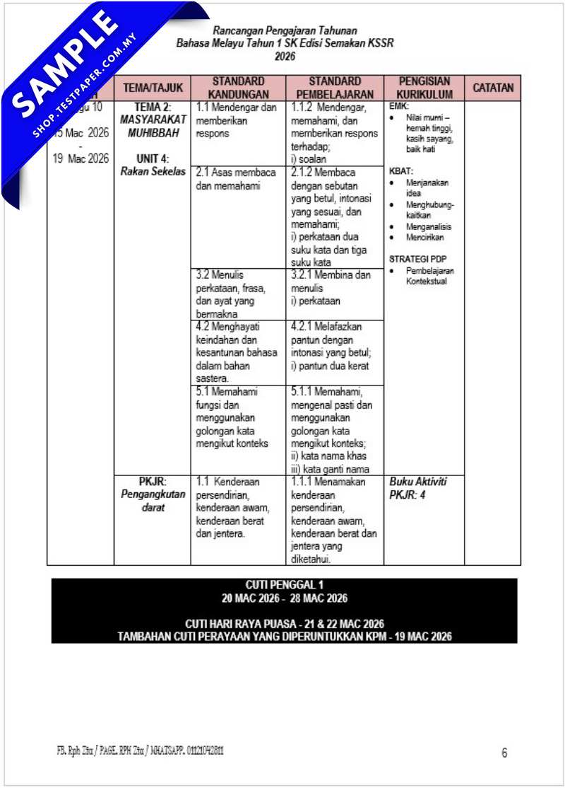 Download RPH Bahasa Melayu Tahun 1 2026 Berserta RPT Disediakan Bersama 4 Download RPH Bahasa Melayu Tahun 1 2026 Berserta RPT Disediakan Bersama