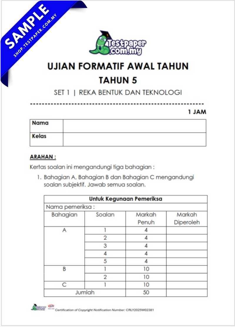 Dokumen Formatif Soalan Ujian Awal Tahun RBT Tahun 5 2026 PDF dan Word Bagi Penggal 1 3 Dokumen Formatif Soalan Ujian Awal Tahun RBT Tahun 5 2026 PDF dan Word Bagi Penggal 1