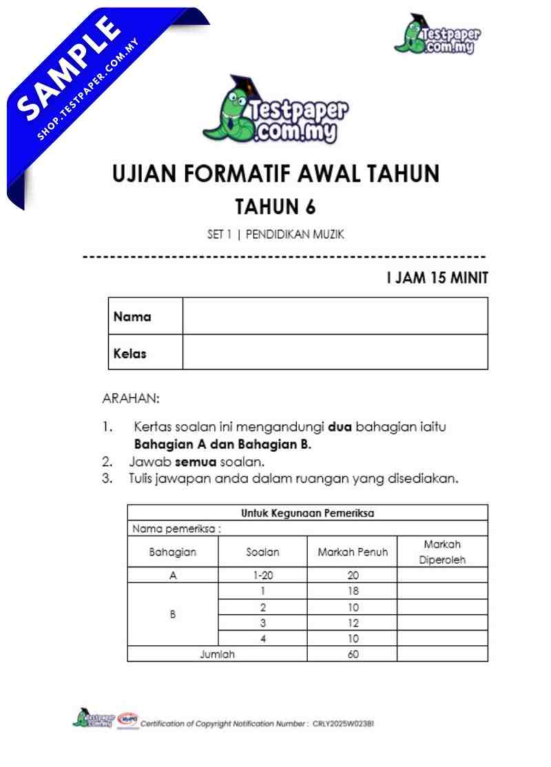 Dokumen Soalan Formatif Ujian Awal Tahun Pendidikan Muzik Tahun 6 2026 Terkini Penggal 1 4 Dokumen Soalan Formatif Ujian Awal Tahun Pendidikan Muzik Tahun 6 2026 Terkini Penggal 1