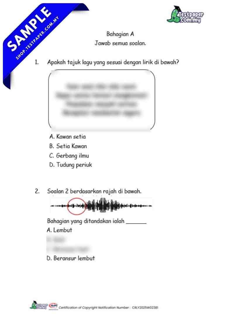 Dokumen Soalan Formatif Ujian Awal Tahun Pendidikan Muzik Tahun 6 2026 Terkini Penggal 1 5 Dokumen Soalan Formatif Ujian Awal Tahun Pendidikan Muzik Tahun 6 2026 Terkini Penggal 1