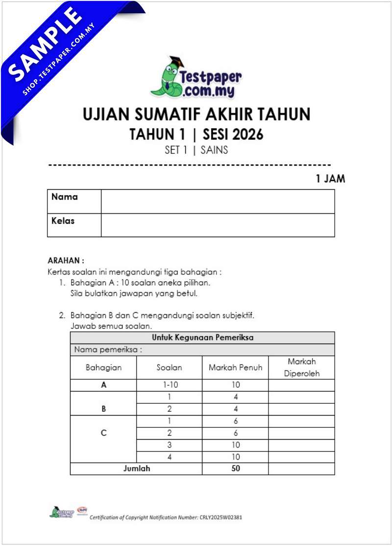 Fail Soalan Ujian Akhir Sains Tahun 1 2026 UASA PDF dan Word Serta JSU Terkini 3 Fail Soalan Ujian Akhir Sains Tahun 1 2026 UASA PDF dan Word Serta JSU Terkini