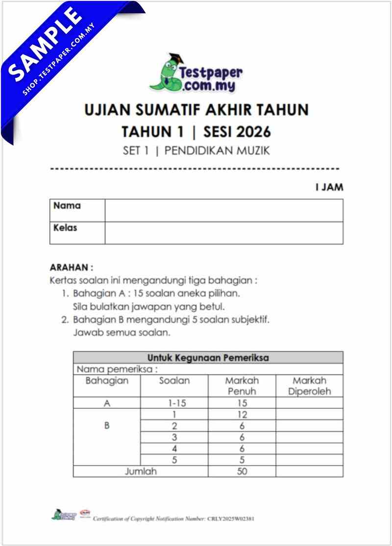 Download Ujian Akhir Tahun Pendidikan Muzik Tahun 1 2026 UASA PDF dan Word JSU 3 Download Ujian Akhir Tahun Pendidikan Muzik Tahun 1 2026 UASA PDF dan Word JSU