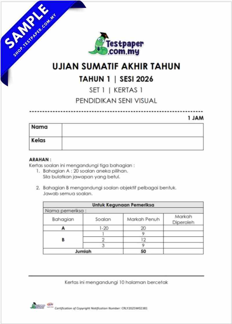 Bahan PDF Ujian Akhir Tahun PSV Tahun 1 2026 UASA PDF dan Word JSU 3 Bahan PDF Ujian Akhir Tahun PSV Tahun 1 2026 UASA PDF dan Word JSU