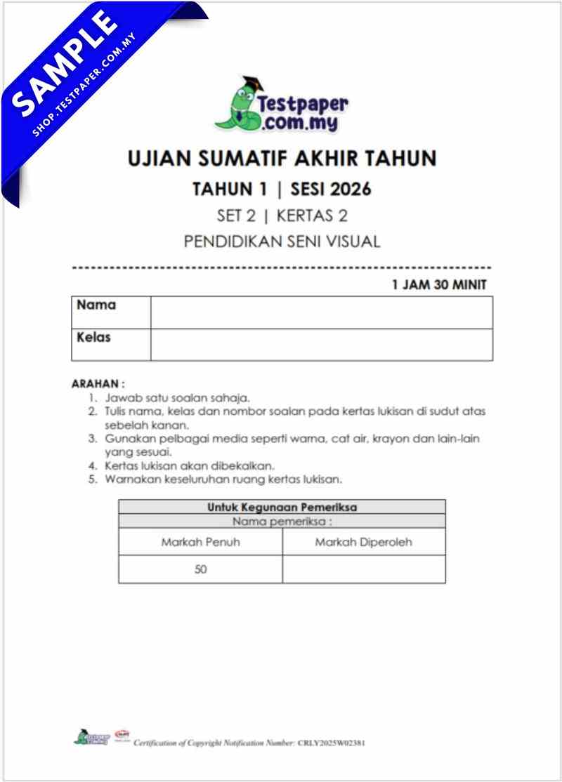 Bahan PDF Ujian Akhir Tahun PSV Tahun 1 2026 UASA PDF dan Word JSU 6 Bahan PDF Ujian Akhir Tahun PSV Tahun 1 2026 UASA PDF dan Word JSU
