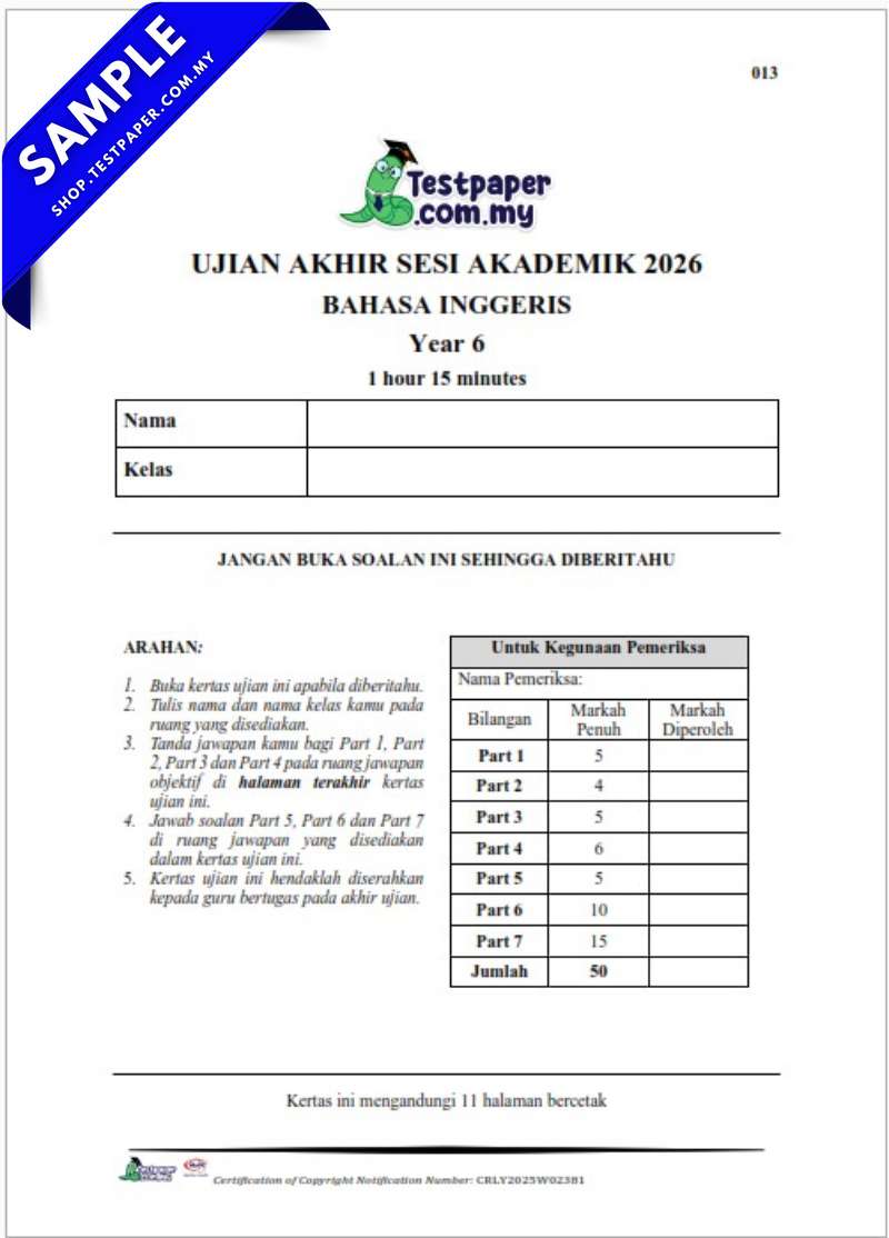 Himpunan Kertas Ujian Akhir Tahun 6 2026 UASA/PAT Dalam Word dan PDF Serta JSU untuk Guru 7 Himpunan Kertas Ujian Akhir Tahun 6 2026 UASA/PAT Dalam Word dan PDF Serta JSU untuk Guru