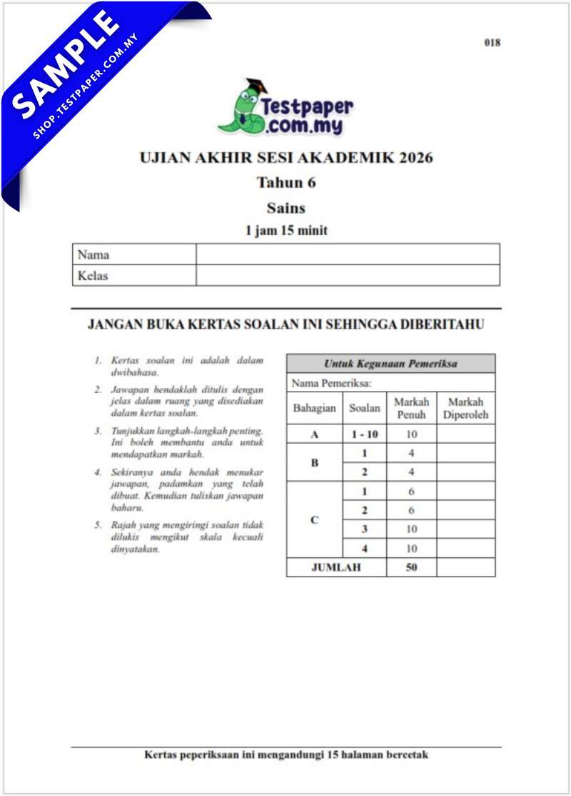 Himpunan Kertas Ujian Akhir Tahun 6 2026 UASA/PAT Dalam Word dan PDF Serta JSU untuk Guru 5 Himpunan Kertas Ujian Akhir Tahun 6 2026 UASA/PAT Dalam Word dan PDF Serta JSU untuk Guru